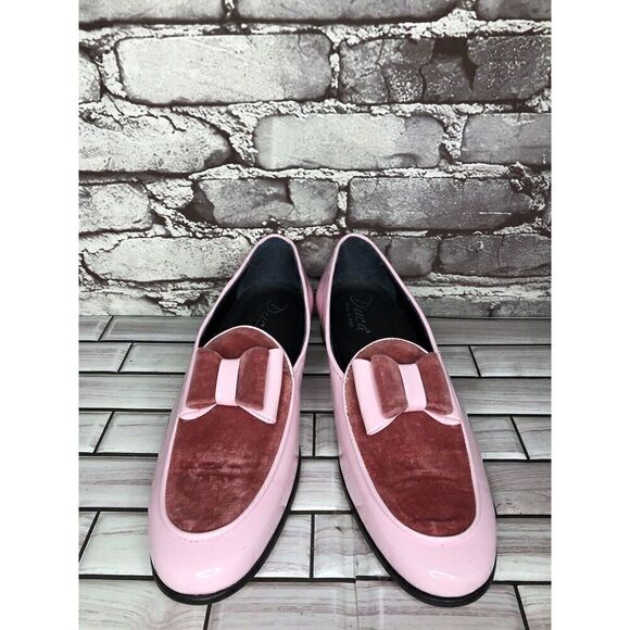 Vtg Duca Pink Patent Leather Velour Bow Loafers Dress Shoes Men’s Sz 41EU/8M US main image 5